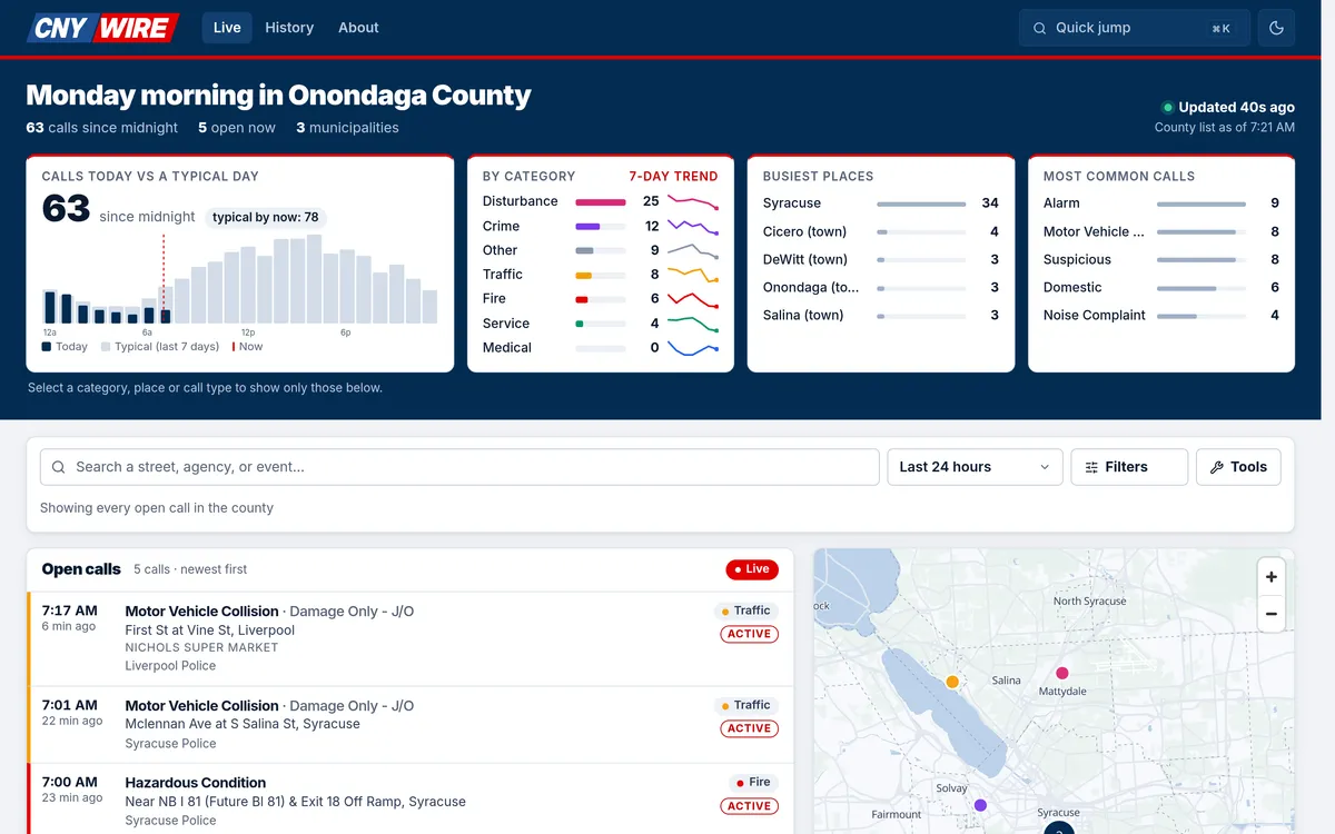Screenshot of the CNYwire website